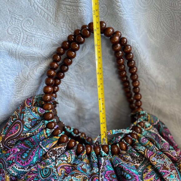 Vibrant Paisley Hobo Bag with Wooden Bead Handles - Picture 12 of 14